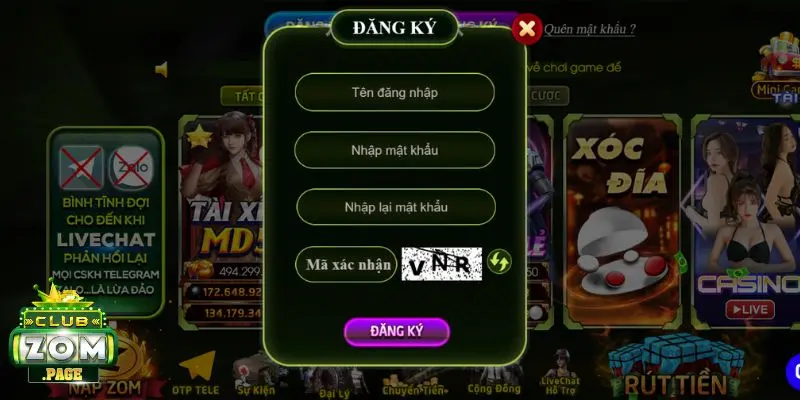 Đăng ký và đăng nhập trang chủ