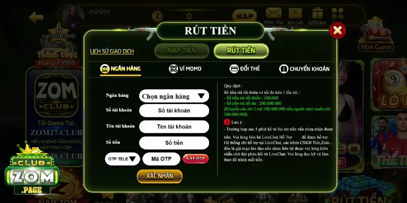 Quy trình rút tiền tận hưởng